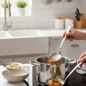 Stainless Steel Kitchen Tools Set of 3 Pieces ladle-skimmer & spoon